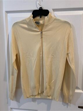 Zip-Front Light Yellow Women's Cardigan Sweater